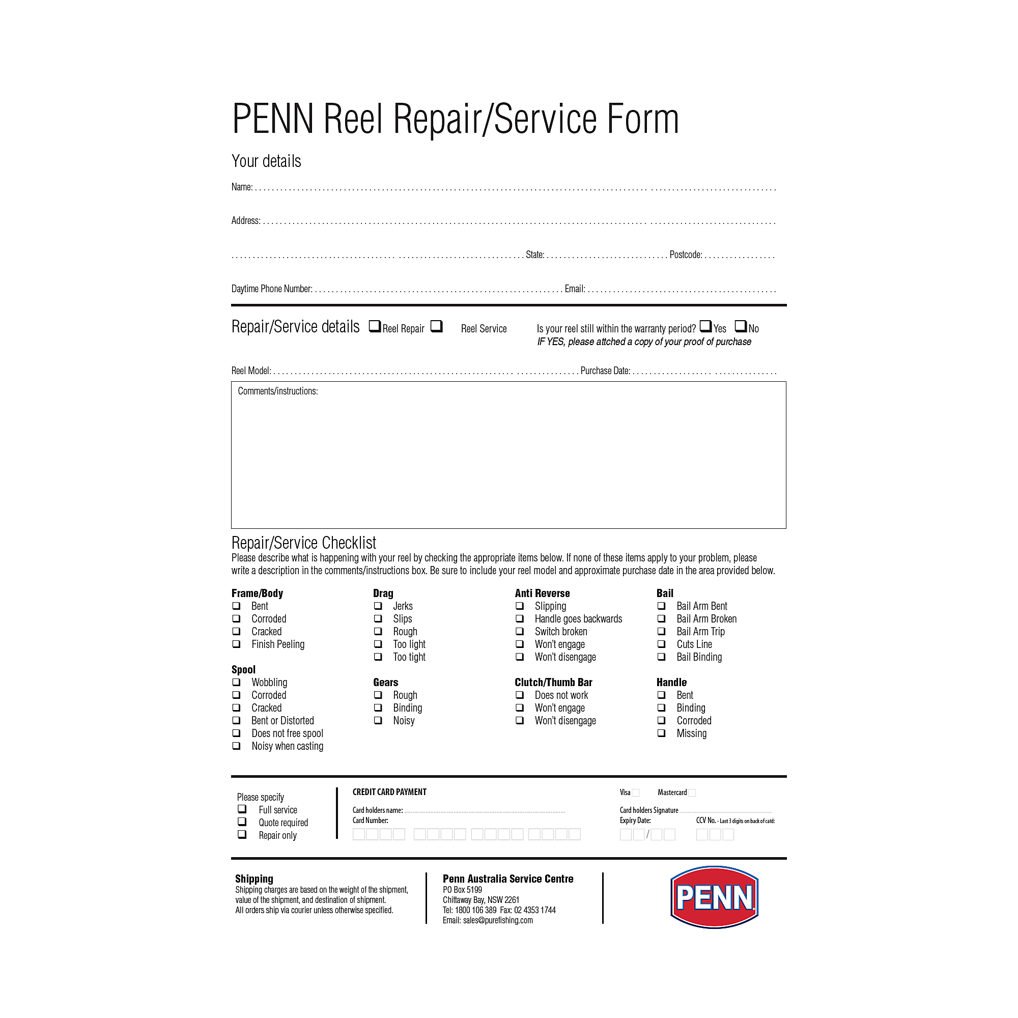 Penn reel repair parts  & service anti reverse dog 750SS